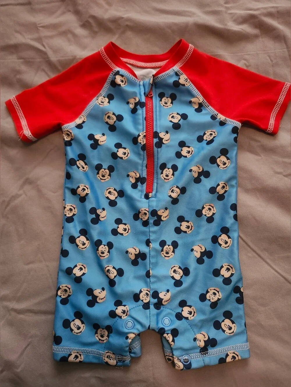 Mickey Swim Suit with Red Sleeves